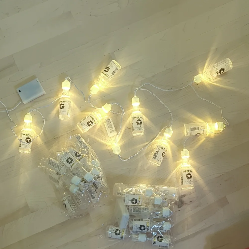 Illuminated Skrewball PB Whiskey Liquor Bottle 6' String Battery Lights